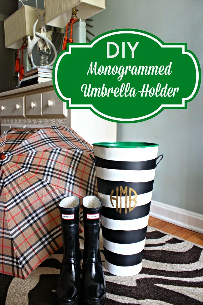 {DIY} Monogrammed Umbrella Holder