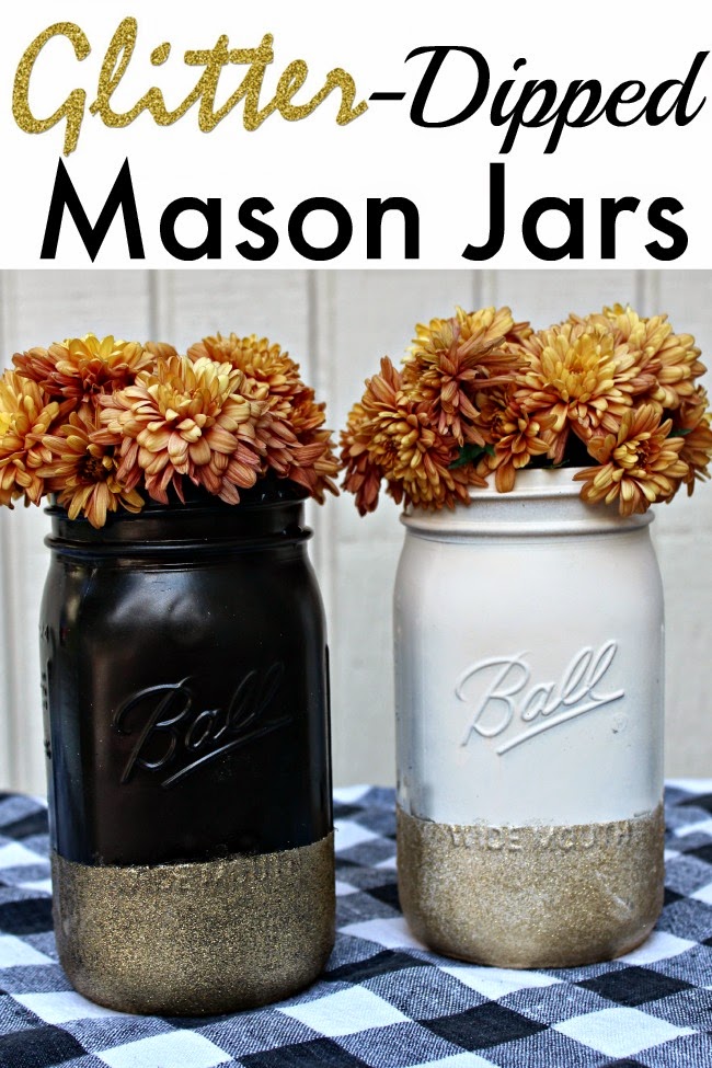 Glitter-Dipped Mason Jars