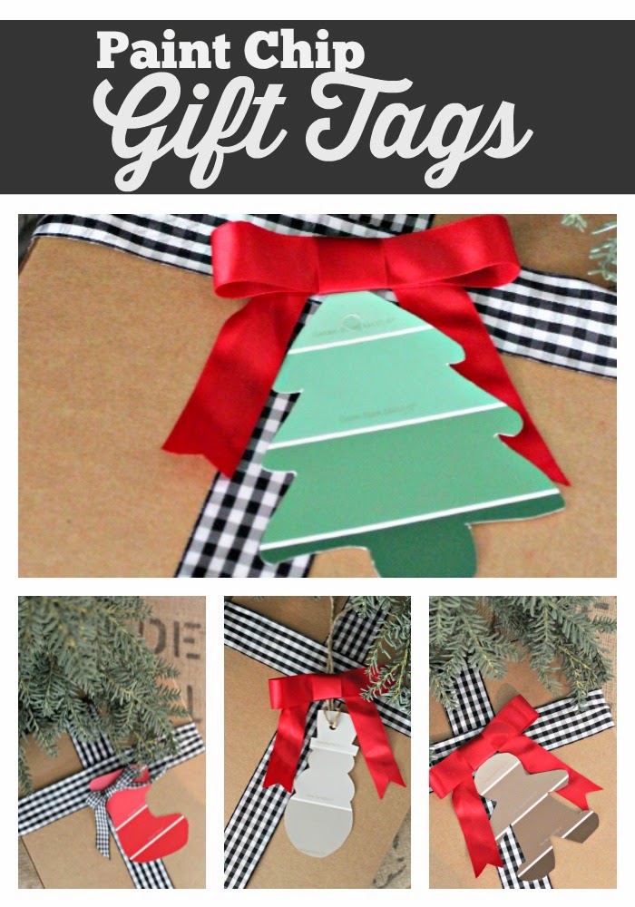 paint chip christmas gift tags