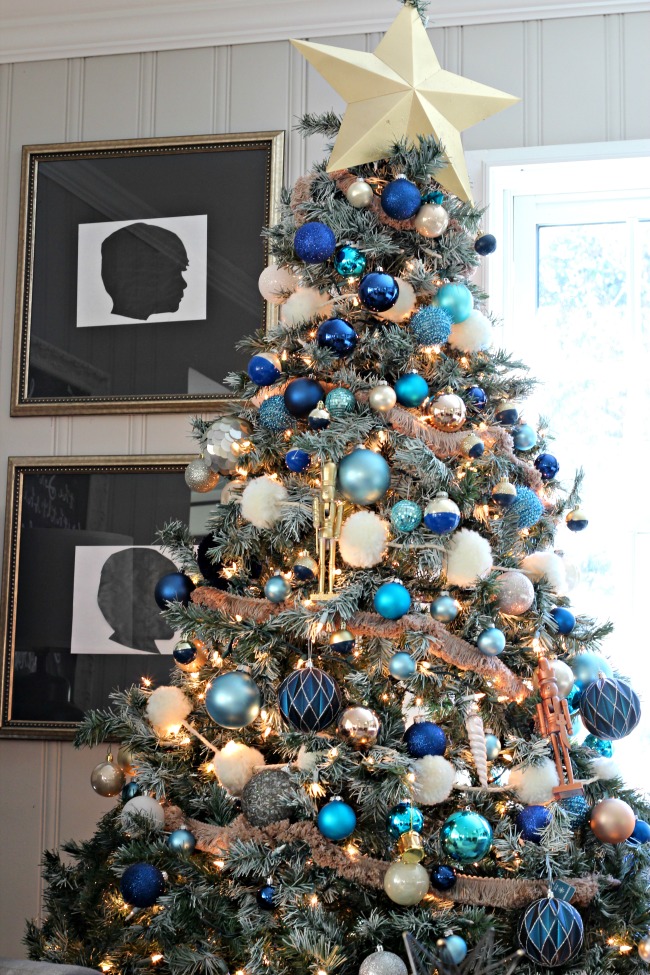 Decorations of Blue on White Christmas Tree  Southern State of Mind