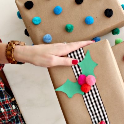 DIY Pom-Pom Gift Wrap