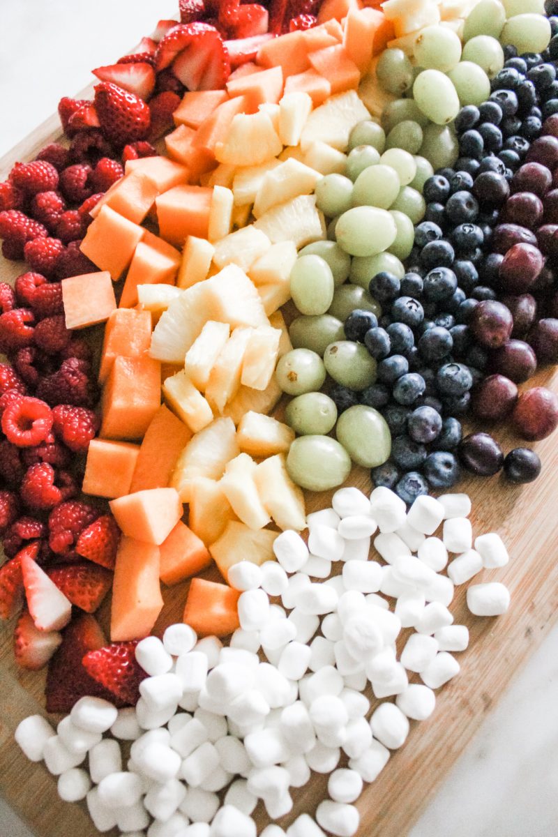 Rainbow Fruit Charcuterie Board Southern State of Mind Blog by Heather